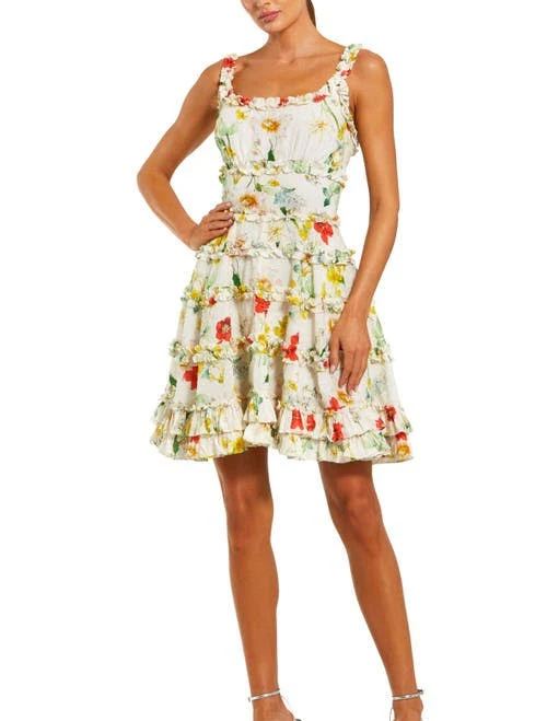 dress Mac Duggal Women's Floral-Print Ruffle Trim A-Line Mini Dress Nordstrom $298