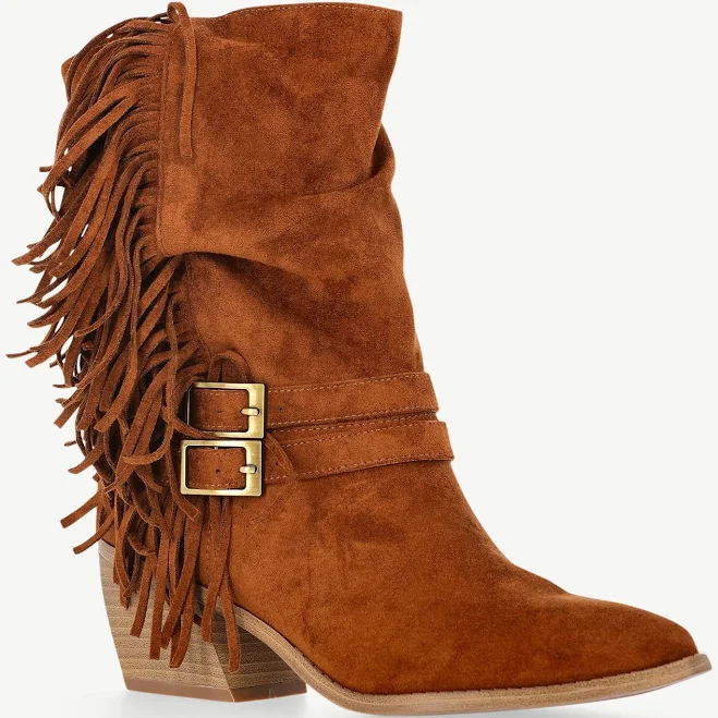 shoes Madden NYC Women's Faux Suede Fringe Boots Walmart $45
