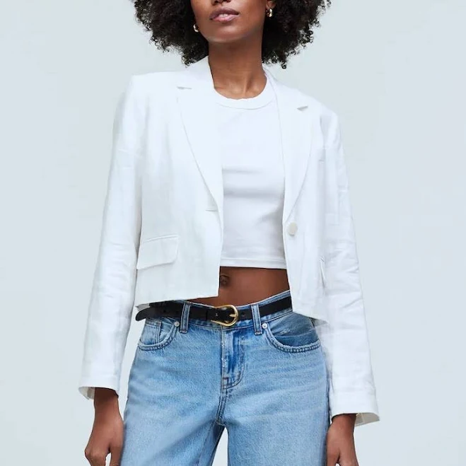 outerwear Madewell Women's Cropped Linen Blazer Poshmark $50