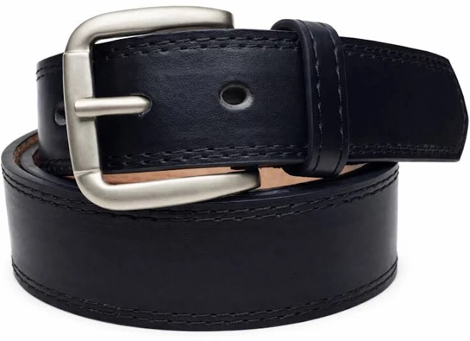 accessory Men's Genuine Leather Casual Dress Plain Black Belt W/ Silver Buckle eBay - all4alotless $8.95