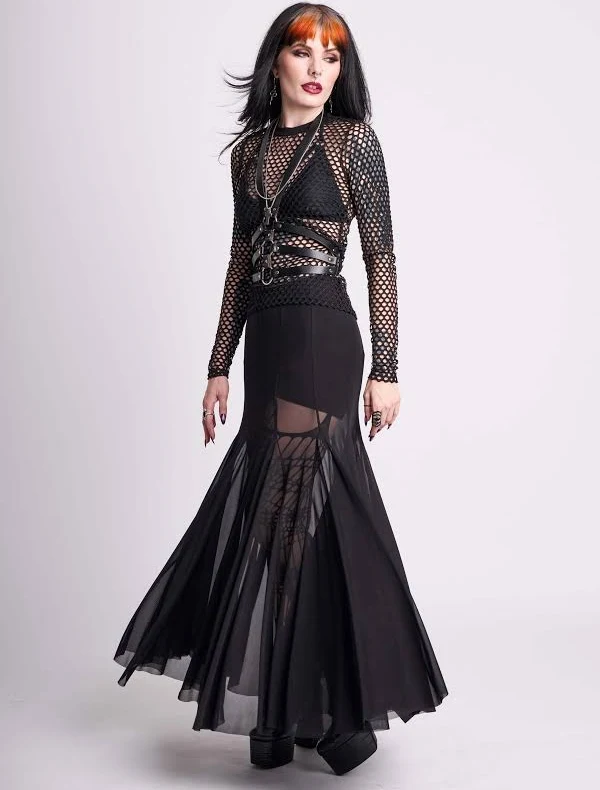 maxi skirt Mesh Godet Maxi Skirt Midnight Hour $56