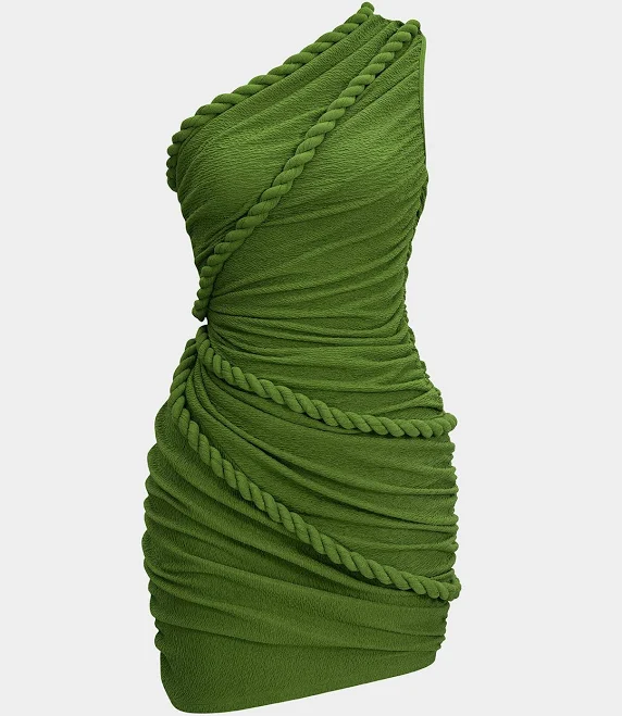 dress Micas Women's Sexy Ruched One Shoulder Twist Knot Bodycon Mini Dress Micas $38