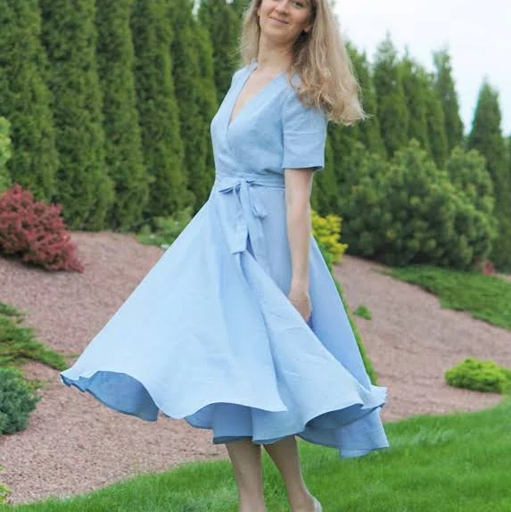dress Midi Length Linen Wrap Dress Etsy - Seller $140.35