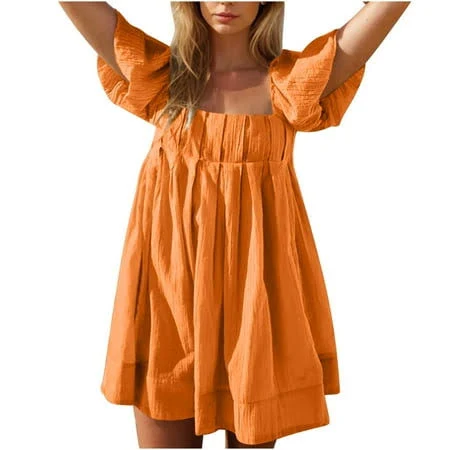 dress Miluxas Women's Puff Sleeve Square Neck Flowy Mini Dress Walmart - Miluxas Clearance $18.19