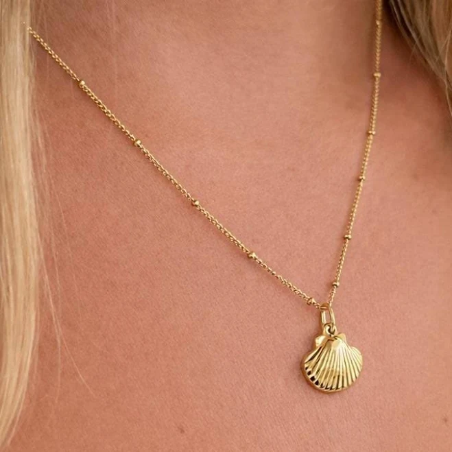 accessory Minimalist Dainty Golden Shell Charm Pendant Necklace Etsy - Seller $16.22