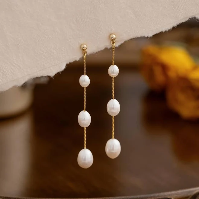 accessory Minimalist Freshwater Pearl Drop Earrings Etsy - Seller $23.09