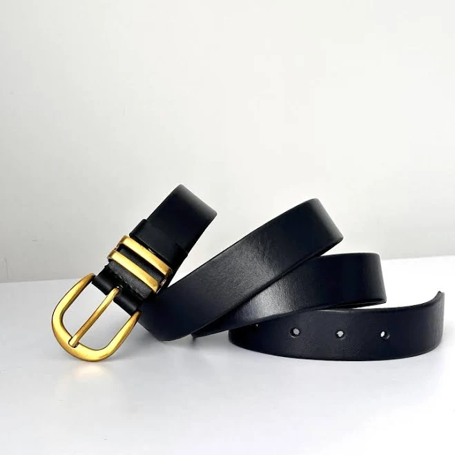 accessory Minimalist Genuine Leather Belt with Gold Buckle Etsy - Seller $55.3