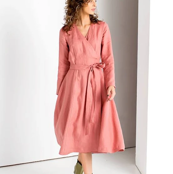dress Minimalist Linen Wrap Dress Etsy - Glowinslow $158.91