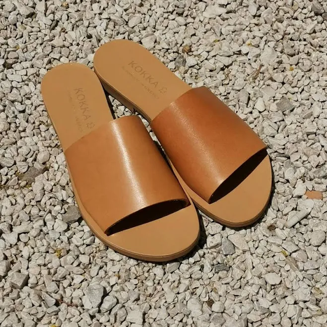 shoes Minimalist Wide Strap Greek Leather Slides Etsy - Seller $97.25