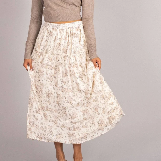 skirt Morning Lavender Hazel Floral Midi Skirt Morning Lavender $66.99