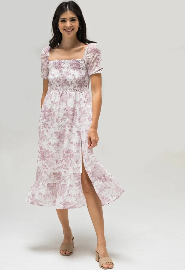 dress Morning Lavender Marie Smocked Midi Dress Morning Lavender $72.99