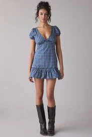 dress Motel Marika Gingham Puff Sleeve Mini Dress urbanoutfitters.com $65