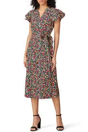 linen outfit Multi Floral Linen Wrap Dress Rent The Runway $29