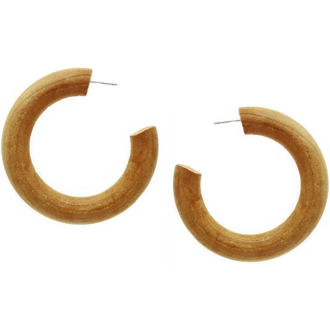 accessory Natural Wood Hoop Earrings Surf Souleil $25