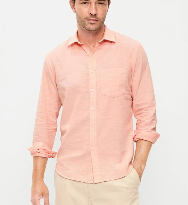 outerwear Old Navy Men's Classic Fit Linen-Blend Shirt Old Navy $26.99