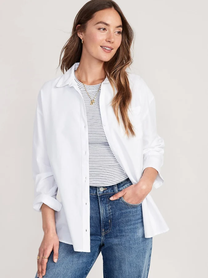 top Old Navy Women's Oversized Button-Down Boyfriend Shirt Old Navy $23.99