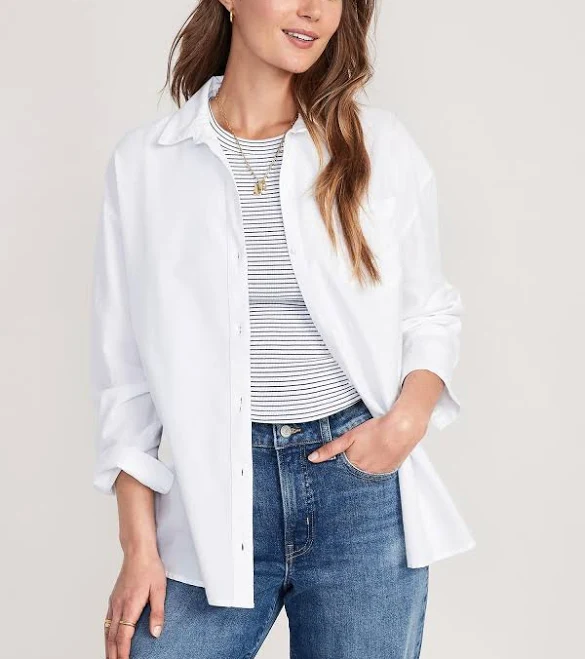 shirt Old Navy Women's Oversized Button-Down Boyfriend Shirt Old Navy $27.99