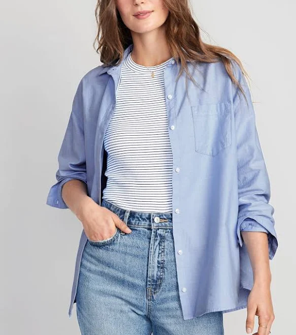 outerwear Old Navy Women's Oversized Button-Down Boyfriend Shirt Old Navy $27.99