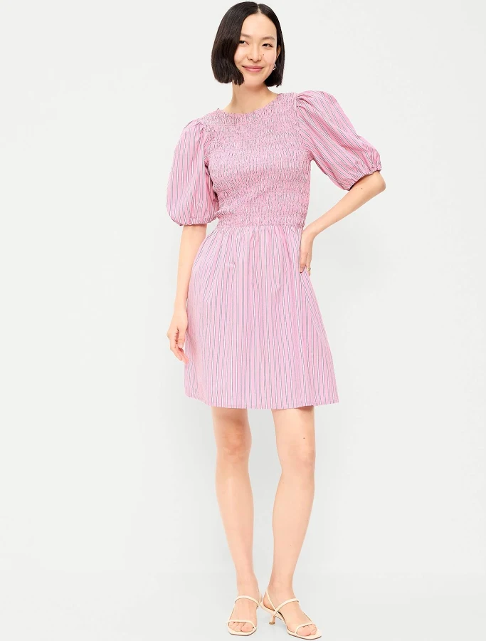 dress Old Navy Women's Smocked Puff-Sleeve Flare Mini Dress Old Navy $20.49
