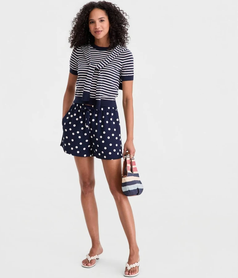 shorts On 34th Women's High-Rise Drawstring Dot-Print Shorts Macy's $27.25