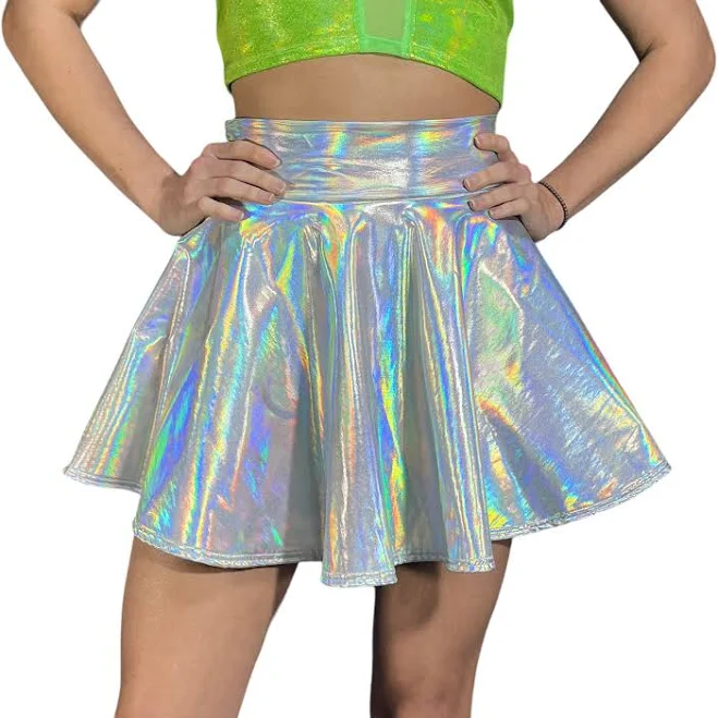 skirt Opal Holographic Skater Skirt Etsy - peridotcloth $29