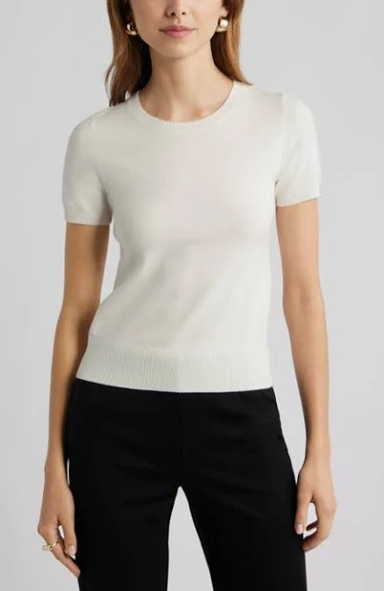 top Open Edit Fitted Short Sleeve Sweater Nordstrom $59.5