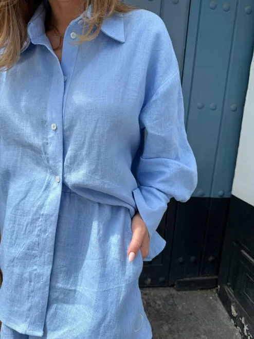 matching set Oversized Linen Shirt & Wide Leg Shorts Etsy - Seller $109.69