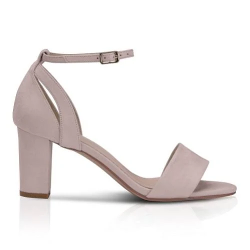 shoes Perfect Bridal Andrea Suede Block Heel Ankle Strap Sandals Lace & Favour $57