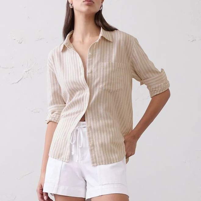 top Perfect Linen-Blend Women's Shirt Banana Republic Factory $40