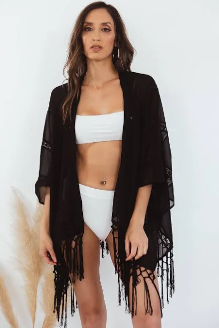 outerwear Playa Bonita Fringe Kimono Haute & Rebellious $48