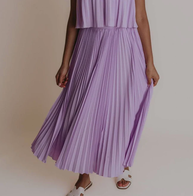 skirt Pleated Elastic Waist Midi Skirt Carrie Dunham $278