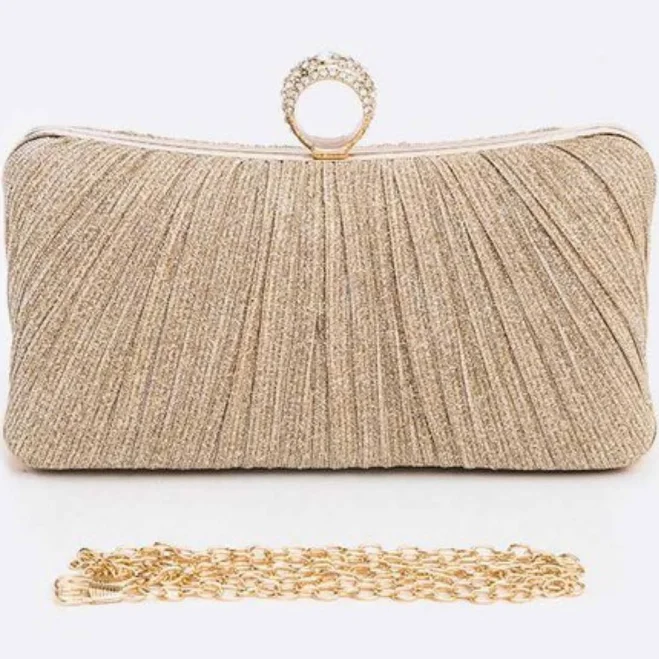 bag Pleated Metallic Box Clutch Bag Rebdolls $33