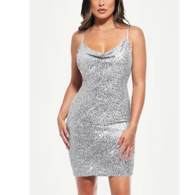 dress Popilush Women's Sequin Cowl Neck Sculpting Mini Dress Nordstrom $99