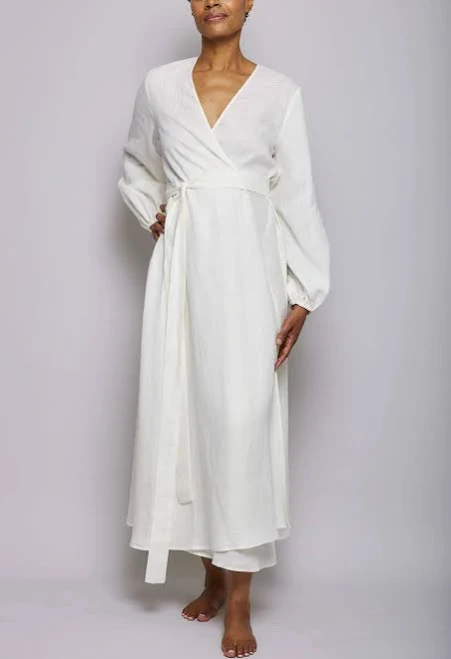 dress Pour Les Femmes Linen Wrap Dress Pour Les Femmes $225