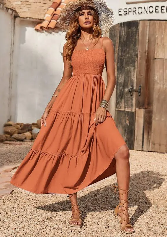 dress Prettygarden Women's Casual Boho Sleeveless Smocked Tiered Maxi Dress PrettyGarden $48.99