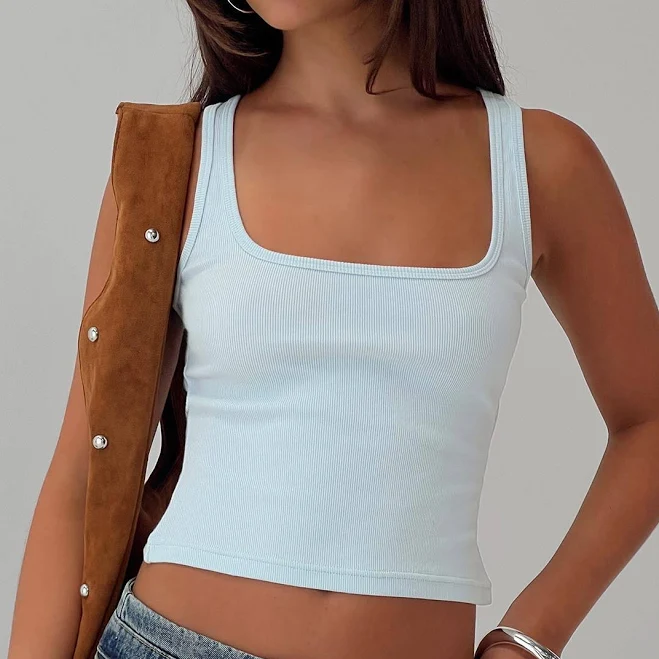 top Princess Polly Baseline Square Neck Rib Tank Top Princess Polly US $5.4