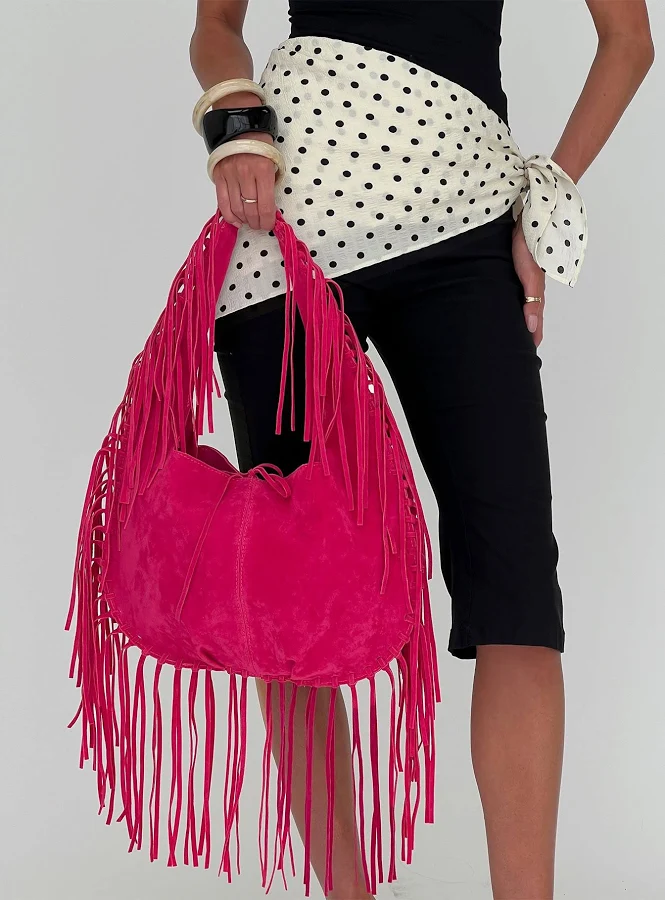 bag Princess Polly Faux Suede Tassel Shoulder Bag Princess Polly US $31.5