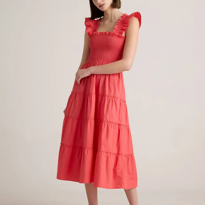 dress Quince Women's Organic Cotton Smocked Poplin Midi Dress Quince $69.9