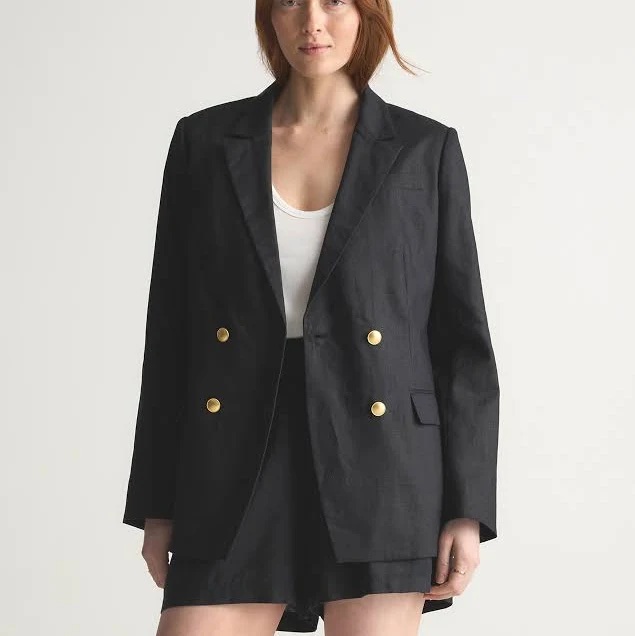 outerwear Quince Women's Relaxed Double-Breasted European Linen Blazer Quince $100