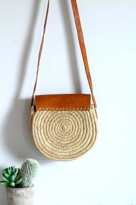 bag Raffia Round Crossbody moroccansway $49