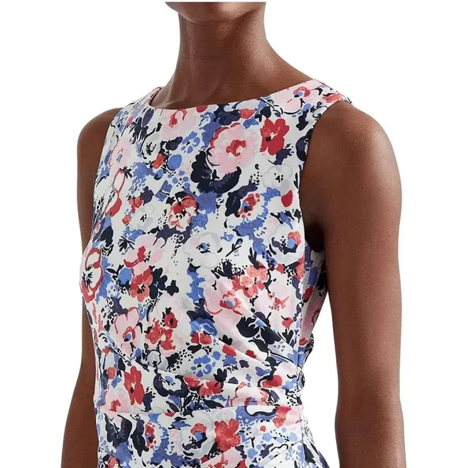 dress Ralph Lauren Womens Jersey Ruched Fitted Lined Floral Sleeveless Jewel Neck Above The Knee Fit Flare Dress eBay - soulmatesboutiki $67.99