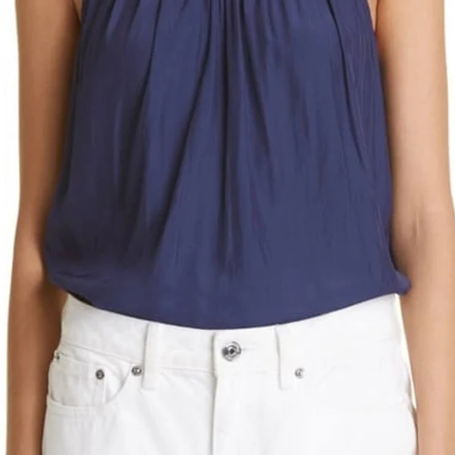 halter top Ramy Brook NWT Katie Chain Link Halter Top Spring Navy - New Women | Color: Blue | Size: M Mercari $239.52