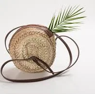 bag Round wicker straw bag with Leather Strap Natural Color With Zip Etsy $48.8