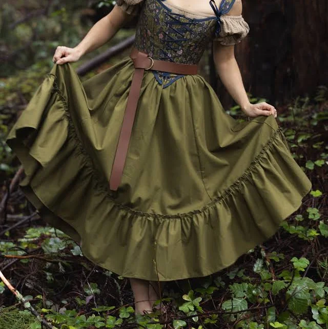 skirt Ruffle Hem Linen Midi Skirt French Meadows Corsets $64