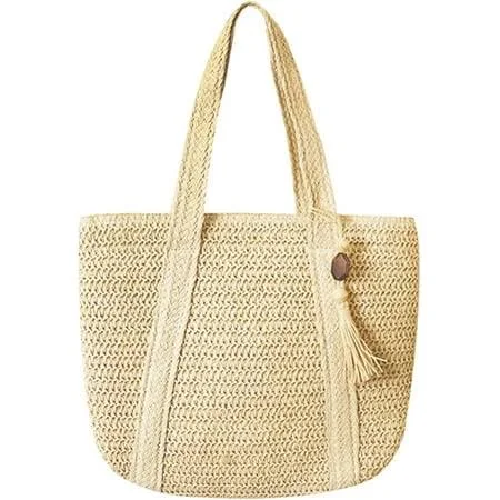 bag Sanzhen Women's Large Woven Straw Beach Tote Holiday Handmade Summer Rattan Bags, Beige Walmart - Tianan $24.99