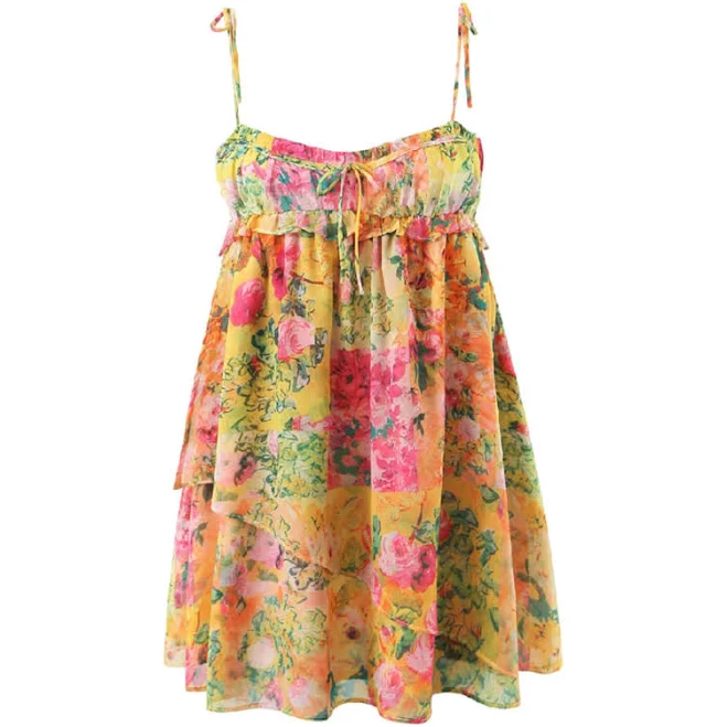 dress Sienna Floral Print Empire Spaghetti Strap Mini Dress watereverysunday $46