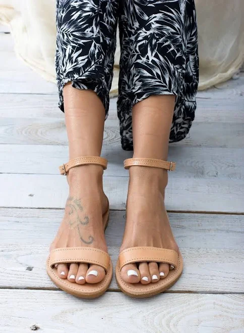 shoes Sleek Fit Leather Ankle Strap Sandals Etsy - GreekLeatherLab $57.64