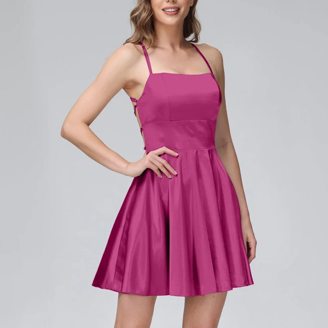 dress Sleeveless Backless A-Line Spaghetti Strap Dress Lavetir $65.99