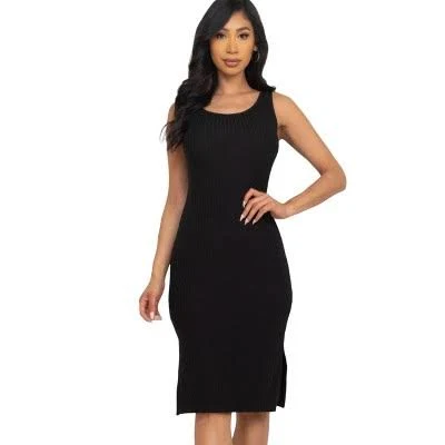 dress Slickblue Women's Ribbed Stretch Jersey Tank Midi Dress with Side Slit Target $29.99