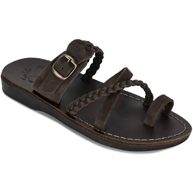 shoes Sophia Buckle Women's Braided Leather Slide Sandals Jerusalem Sandals $78.95